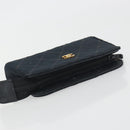 CHANEL Bicolore Pouch Satin Black Gold CC Auth 195103-5