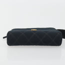 CHANEL Bicolore Pouch Satin Black Gold CC Auth 195103-6
