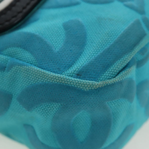CHANEL Chain Shoulder Bag Canvas Turquoise Blue Silver CC Auth 195104M
