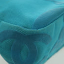 CHANEL Chain Shoulder Bag Canvas Turquoise Blue Silver CC Auth 195104M-17