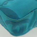 CHANEL Chain Shoulder Bag Canvas Turquoise Blue Silver CC Auth 195104M-18