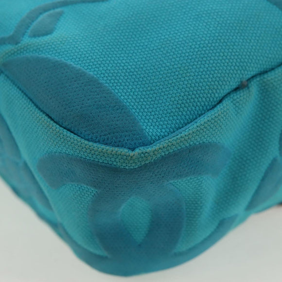 CHANEL Chain Shoulder Bag Canvas Turquoise Blue Silver CC Auth 195104M