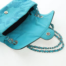 CHANEL Chain Shoulder Bag Canvas Turquoise Blue Silver CC Auth 195104M-20