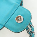 CHANEL Chain Shoulder Bag Canvas Turquoise Blue Silver CC Auth 195104M-9