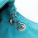 CHANEL Chain Shoulder Bag Canvas Turquoise Blue Silver CC Auth 195104M-21