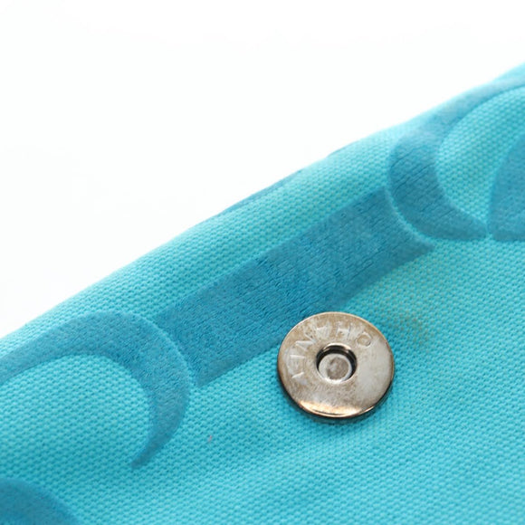 CHANEL Chain Shoulder Bag Canvas Turquoise Blue Silver CC Auth 195104M