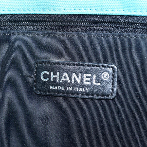 CHANEL Chain Shoulder Bag Canvas Turquoise Blue Silver CC Auth 195104M