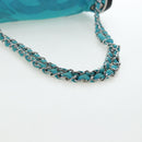 CHANEL Chain Shoulder Bag Canvas Turquoise Blue Silver CC Auth 195104M-8