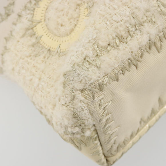 CHANEL Patchwork Chain Tote Bag Tweed Ivory Gold CC Auth 195106SM