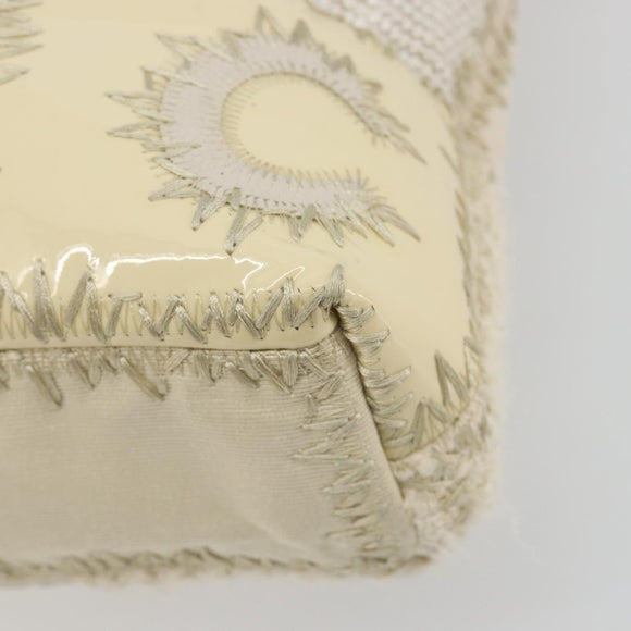 CHANEL Patchwork Chain Tote Bag Tweed Ivory Gold CC Auth 195106SM