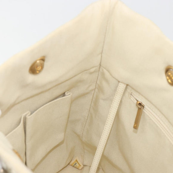CHANEL Patchwork Chain Tote Bag Tweed Ivory Gold CC Auth 195106SM