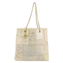 CHANEL Patchwork Chain Tote Bag Tweed Ivory Gold CC Auth 195106SM-2