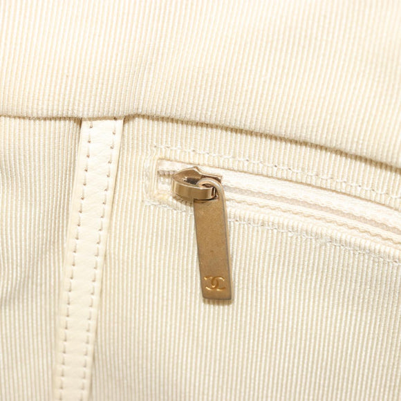 CHANEL Patchwork Chain Tote Bag Tweed Ivory Gold CC Auth 195106SM