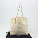 CHANEL Patchwork Chain Tote Bag Tweed Ivory Gold CC Auth 195106SM-25