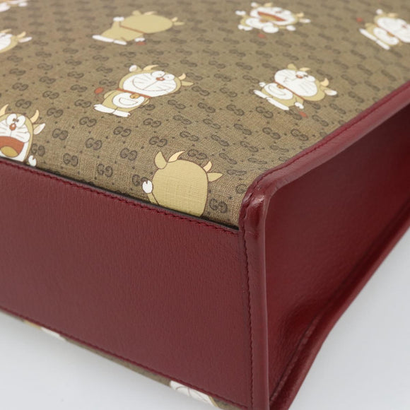 GUCCI Doraemon Micro GG Hand Bag PVC 2way Beige Gold 654345 Auth 195107SAM