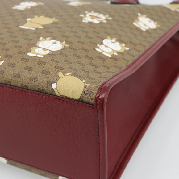 GUCCI Doraemon Micro GG Hand Bag PVC 2way Beige Gold 654345 Auth 195107SAM