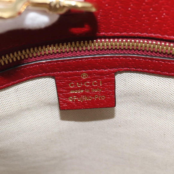 GUCCI Doraemon Micro GG Hand Bag PVC 2way Beige Gold 654345 Auth 195107SAM