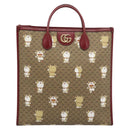 GUCCI Doraemon Micro GG Hand Bag PVC 2way Beige Gold 654345 Auth 195107SAM-2