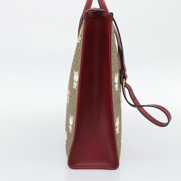 GUCCI Doraemon Micro GG Hand Bag PVC 2way Beige Gold 654345 Auth 195107SAM