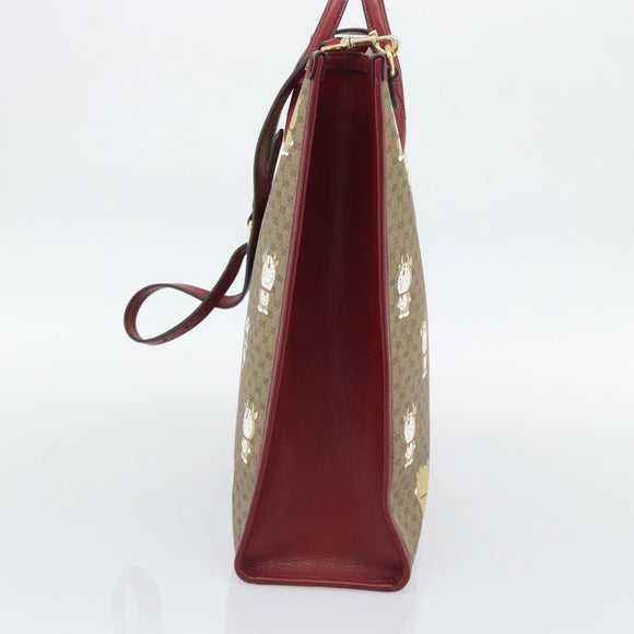 GUCCI Doraemon Micro GG Hand Bag PVC 2way Beige Gold 654345 Auth 195107SAM