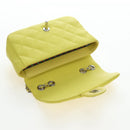CHANEL Matelasse 20 Chain Shoulder Bag Leather Yellow Silver CC Auth 195108M-20