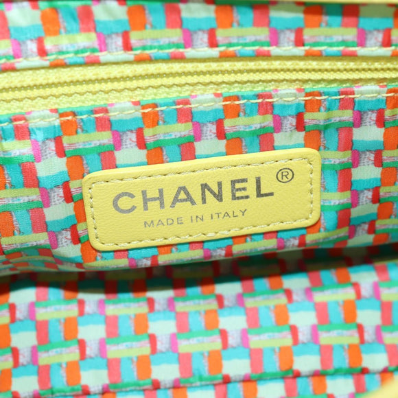 CHANEL Matelasse 20 Chain Shoulder Bag Leather Yellow Silver CC Auth 195108M