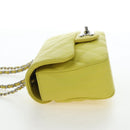CHANEL Matelasse 20 Chain Shoulder Bag Leather Yellow Silver CC Auth 195108M-3