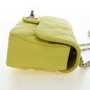 CHANEL Matelasse 20 Chain Shoulder Bag Leather Yellow Silver CC Auth 195108M-4