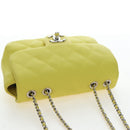 CHANEL Matelasse 20 Chain Shoulder Bag Leather Yellow Silver CC Auth 195108M-6