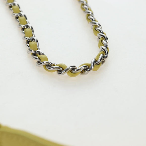 CHANEL Matelasse 20 Chain Shoulder Bag Leather Yellow Silver CC Auth 195108M