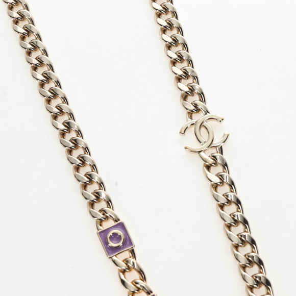 CHANEL Matelasse Chain Shoulder Pouch Lamb Skin Purple Gold CC Auth 195109M