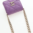 CHANEL Matelasse Chain Shoulder Pouch Lamb Skin Purple Gold CC Auth 195109M-17