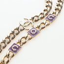 CHANEL Matelasse Chain Shoulder Pouch Lamb Skin Purple Gold CC Auth 195109M-19