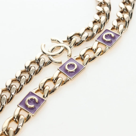 CHANEL Matelasse Chain Shoulder Pouch Lamb Skin Purple Gold CC Auth 195109M