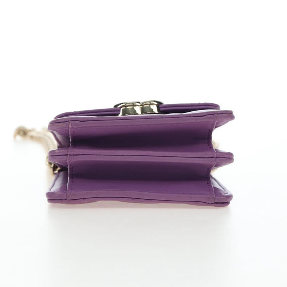 CHANEL Matelasse Chain Shoulder Pouch Lamb Skin Purple Gold CC Auth 195109M