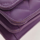 CHANEL Matelasse Chain Shoulder Pouch Lamb Skin Purple Gold CC Auth 195109M-8