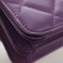 CHANEL Matelasse Chain Shoulder Pouch Lamb Skin Purple Gold CC Auth 195109M-21