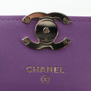 CHANEL Matelasse Chain Shoulder Pouch Lamb Skin Purple Gold CC Auth 195109M-24