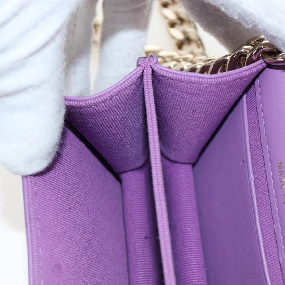 CHANEL Matelasse Chain Shoulder Pouch Lamb Skin Purple Gold CC Auth 195109M