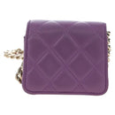 CHANEL Matelasse Chain Shoulder Pouch Lamb Skin Purple Gold CC Auth 195109M-2