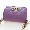 CHANEL Matelasse Chain Shoulder Pouch Lamb Skin Purple Gold CC Auth 195109M-6