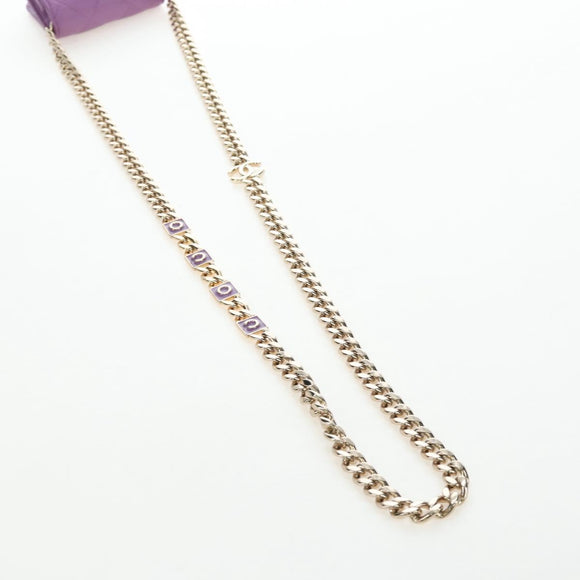 CHANEL Matelasse Chain Shoulder Pouch Lamb Skin Purple Gold CC Auth 195109M