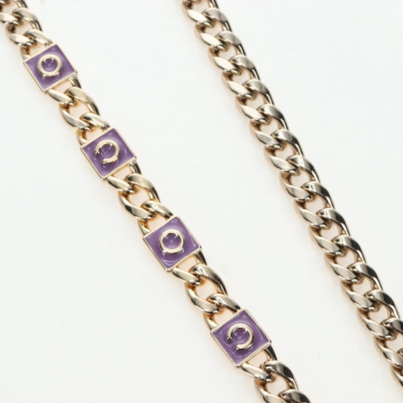 CHANEL Matelasse Chain Shoulder Pouch Lamb Skin Purple Gold CC Auth 195109M