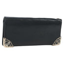 Chrome Hearts Single Fall Long Wallet Leather Black Silver Auth 195110M-1