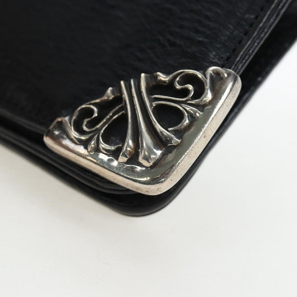 Chrome Hearts Single Fall Long Wallet Leather Black Silver Auth 195110M