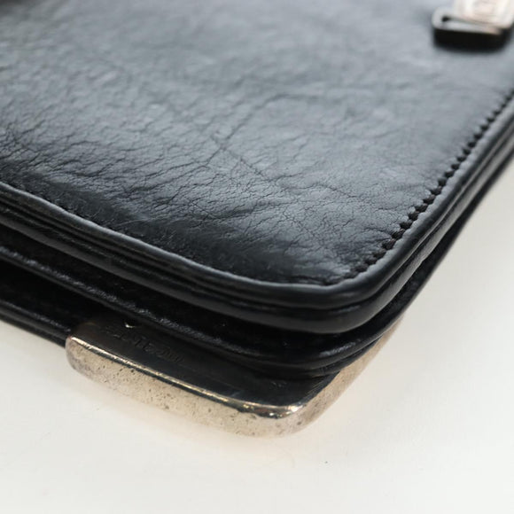 Chrome Hearts Single Fall Long Wallet Leather Black Silver Auth 195110M