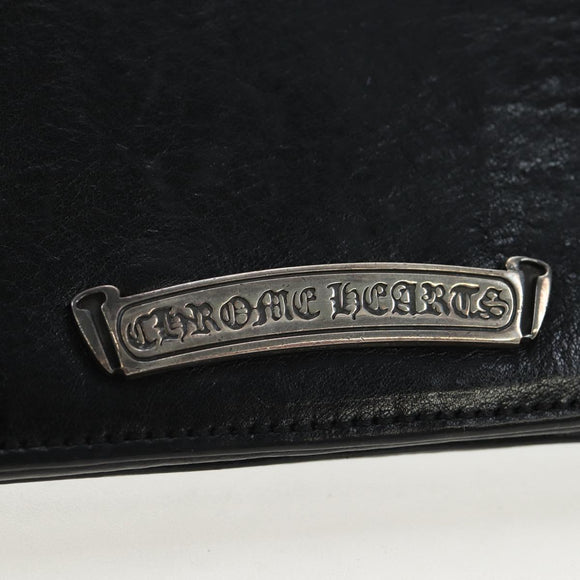 Chrome Hearts Single Fall Long Wallet Leather Black Silver Auth 195110M
