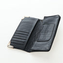 Chrome Hearts Single Fall Long Wallet Leather Black Silver Auth 195110M-8