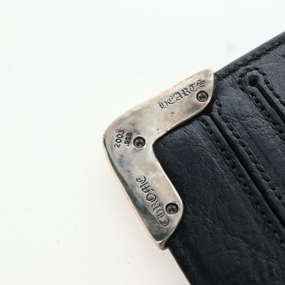 Chrome Hearts Single Fall Long Wallet Leather Black Silver Auth 195110M