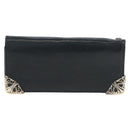 Chrome Hearts Single Fall Long Wallet Leather Black Silver Auth 195110M-13